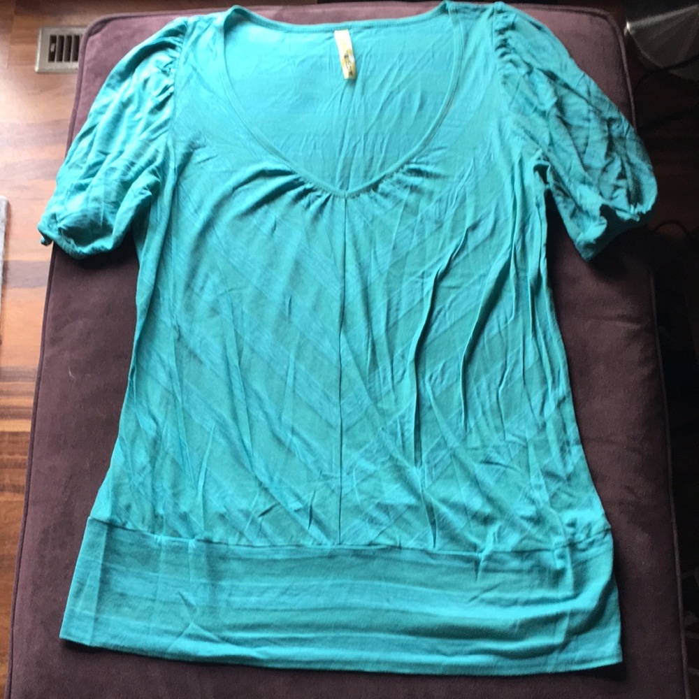 EUC Eyeshadow Green Chevron Detail Banded Tee